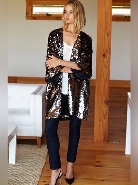 Emerson Fry SEQUIN JACKET - GUNMETAL SEQUINS
